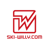 Logo von ski-willy.com mit roten Linien auf weißem Hintergrund