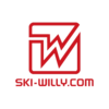 Ski-Willy Logo von ski-willy.com mit roten Linien auf weißem Hintergrund