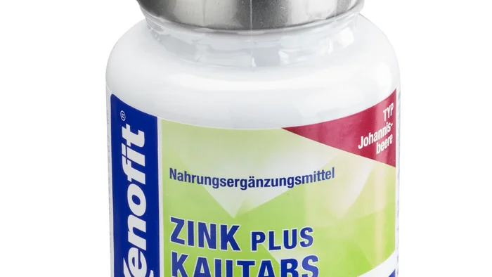 Warum ist Zink im Langlaufsport wichtig? © Xenofit GmbH Flasche Xenofit Zink Plus Kautabs mit grün-blauem Etikett