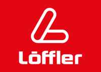 Löffler Logo weiß auf rotem Hintergrund