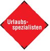 Urlaubsspezialisten Rotes Schild mit weißer Aufschrift Urlaubsspezialisten
